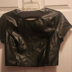 Black Faux Leather Crop Top